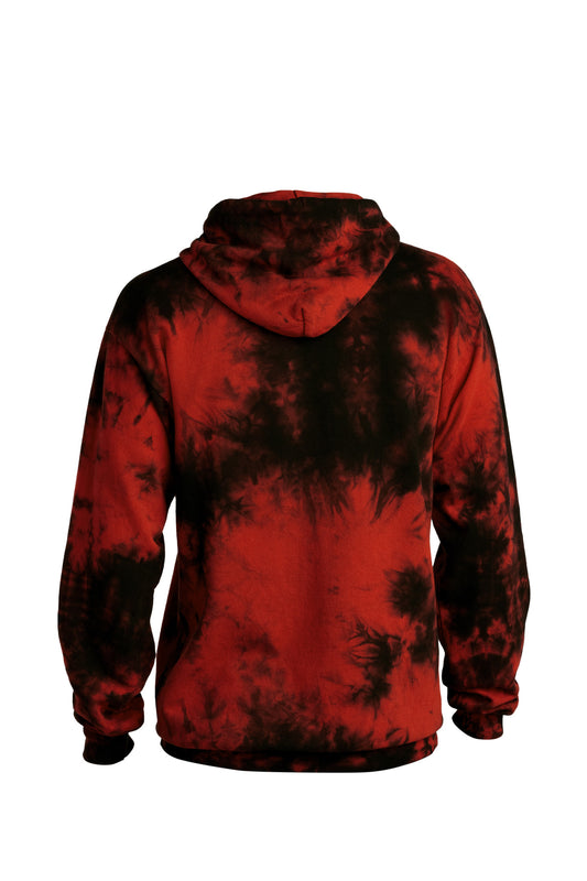 Port & Company Crystal Tie-Dye Pullover Hoodie PC144 Black/ Red