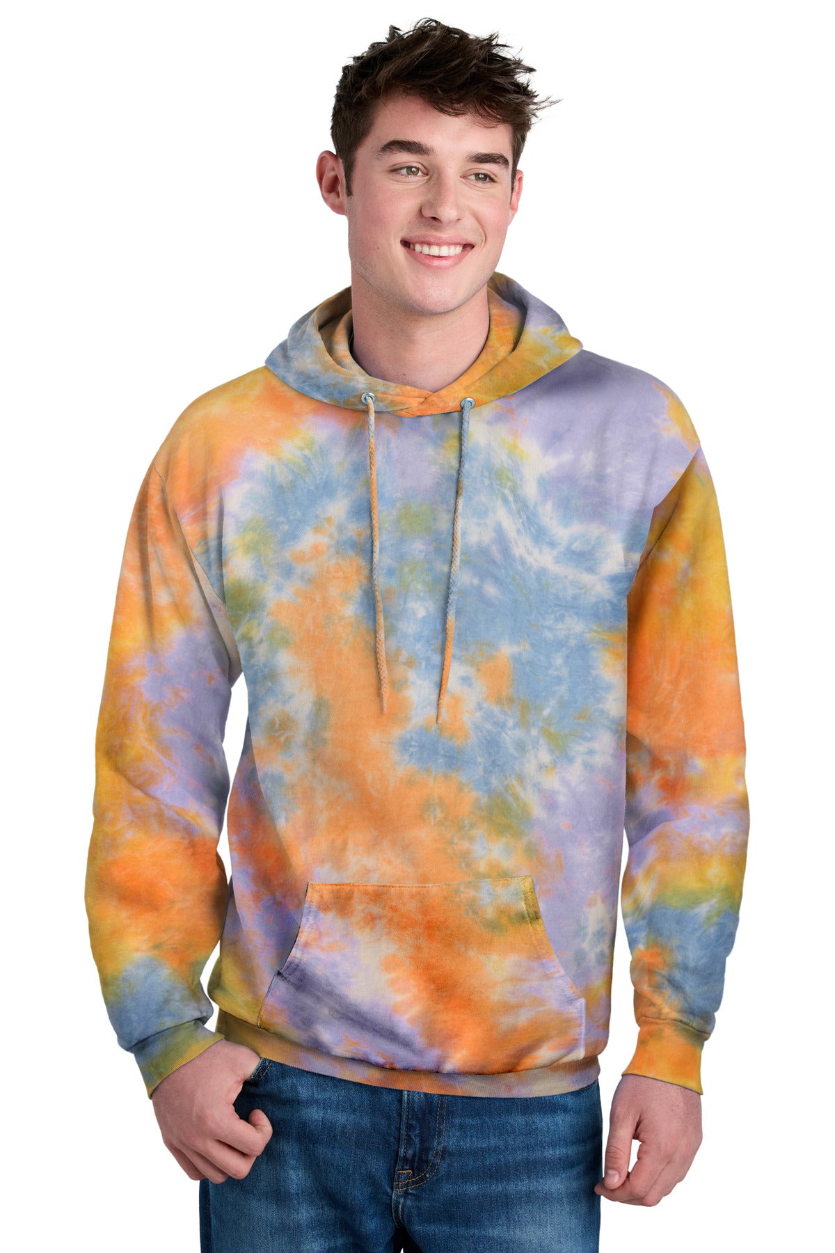 Port & Company Crystal Tie-Dye Pullover Hoodie PC144 Sherbet Colorburst