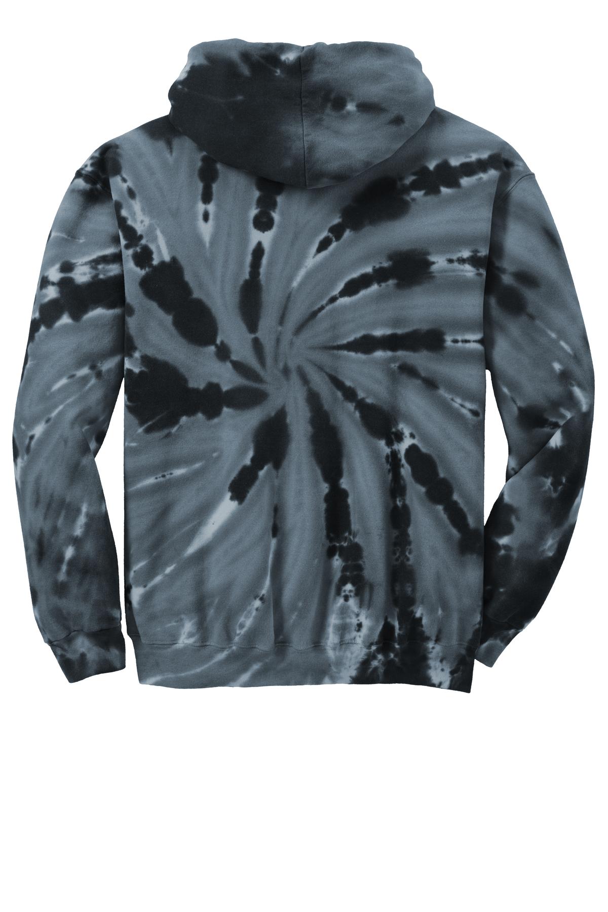 Port & Company Tie-Dye Pullover Hooded Sweatshirt. PC146 Black