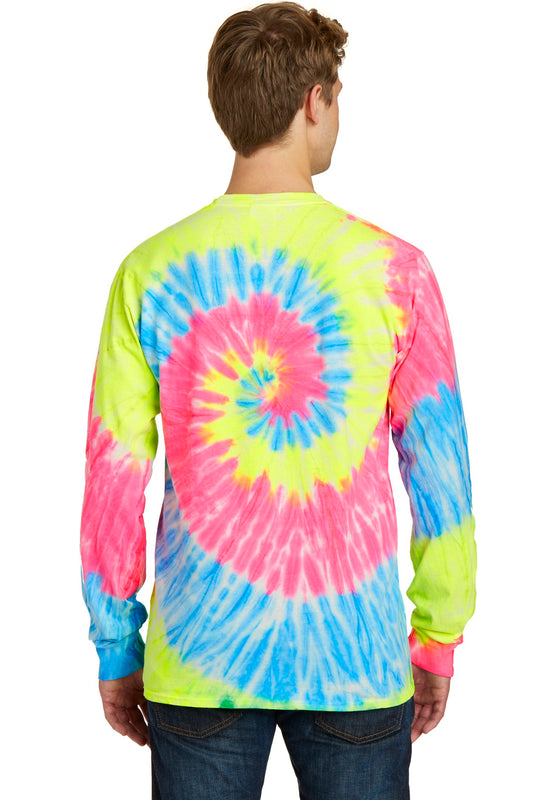 Port & Company Tie-Dye Long Sleeve Tee. PC147LS Neon Rainbow