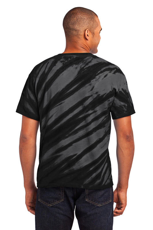 Port & Company Tiger Stripe Tie-Dye Tee. PC148 Black