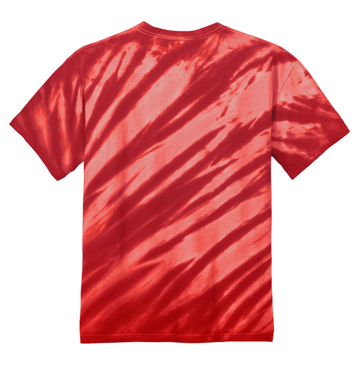Port & Company Tiger Stripe Tie-Dye Tee. PC148 Red