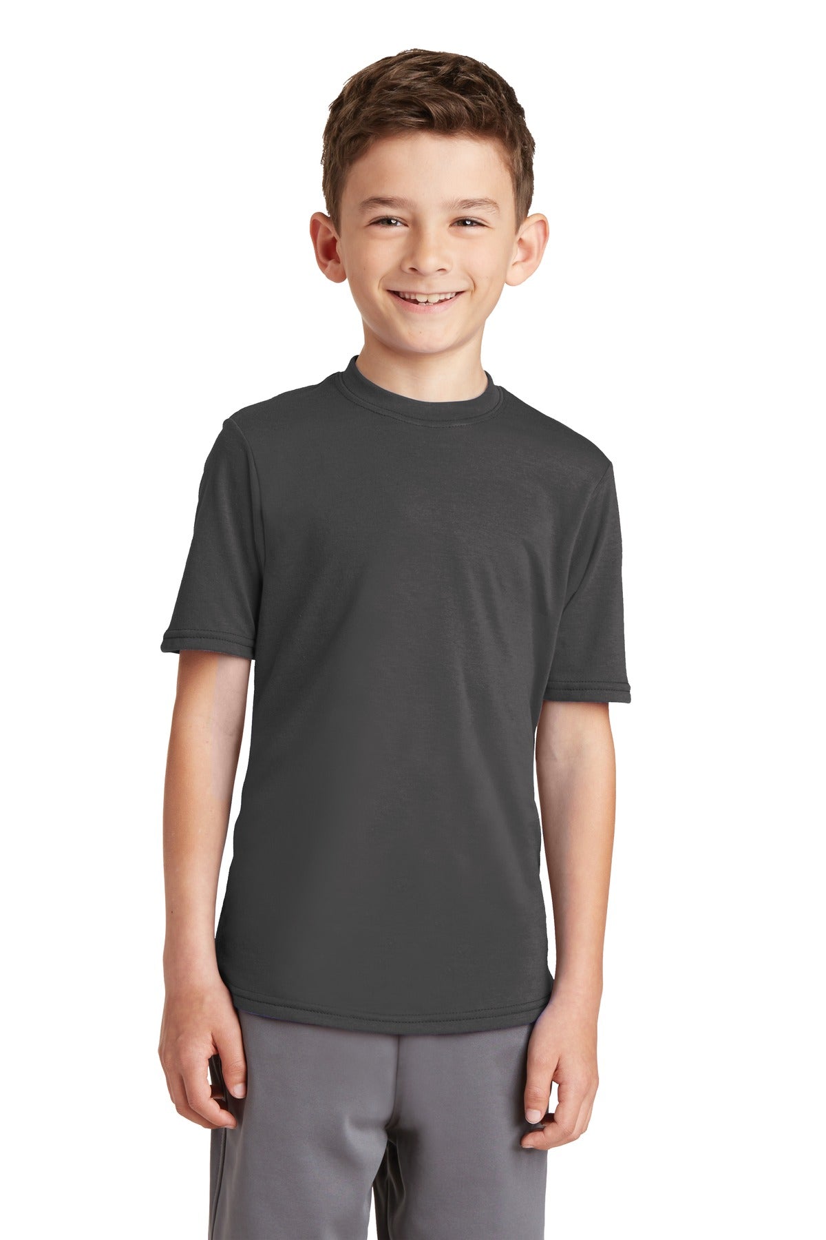 Port & Company Youth Performance Blend Tee. PC381Y Charcoal