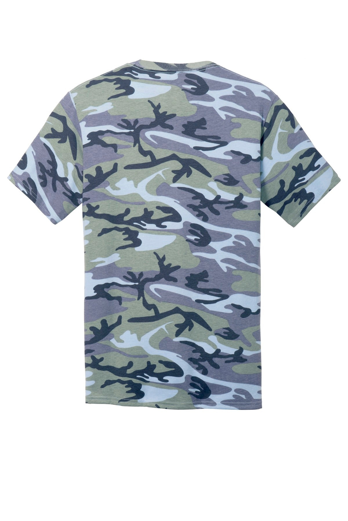 Port & Company Core Cotton Camo Tee. PC54C Woodland Blue Camo