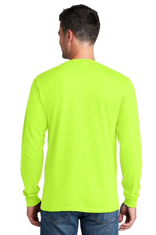 Port & Company Long Sleeve Core Cotton Tee. PC54LS S. Green
