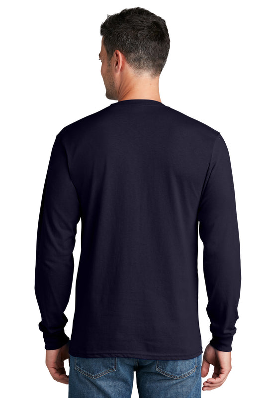 Port & Company Long Sleeve Core Cotton Tee. PC54LS True Navy