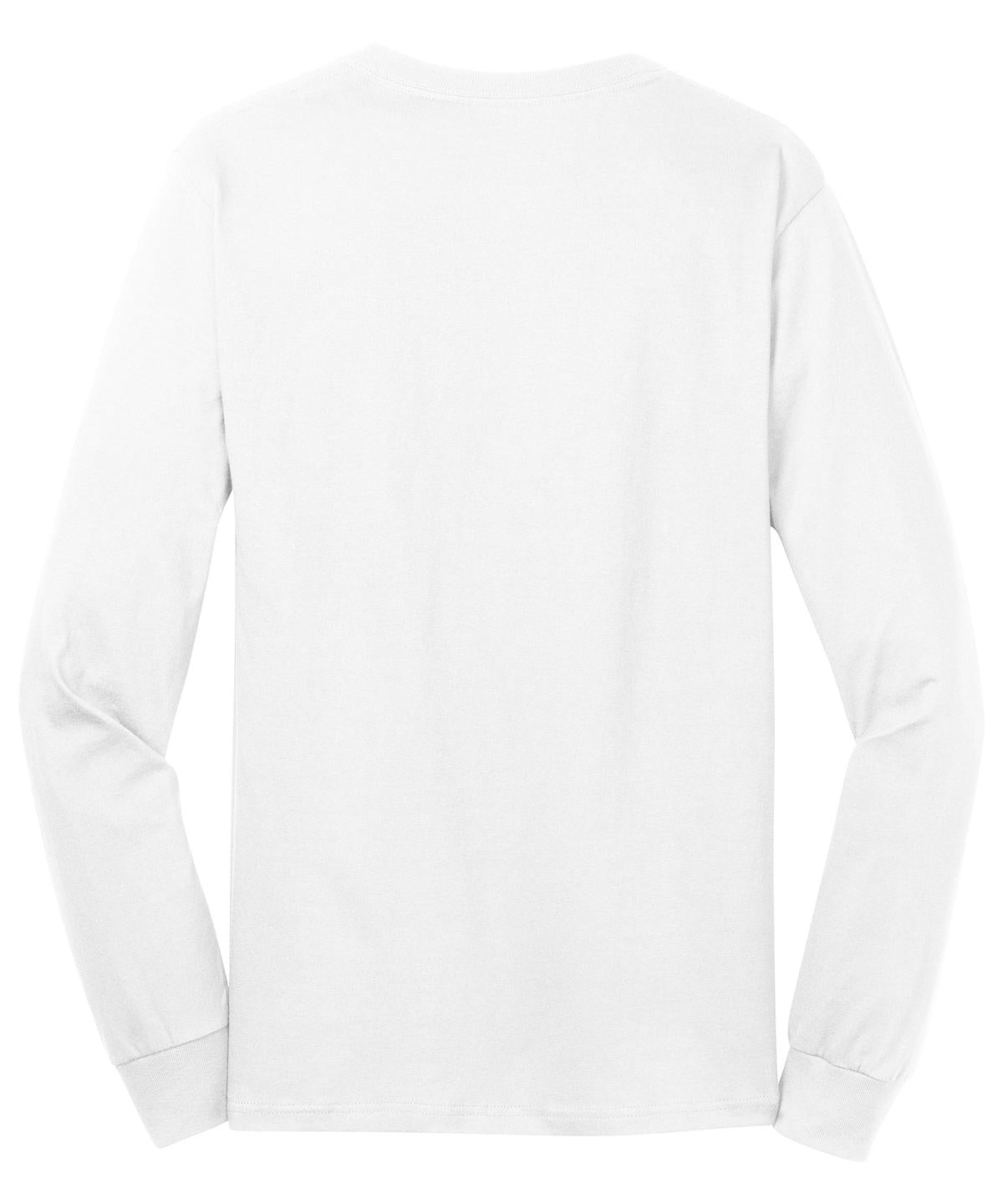 Port & Company Long Sleeve Core Cotton Tee. PC54LS White
