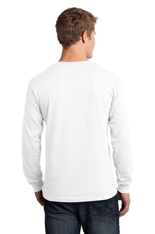 Port & Company Long Sleeve Core Cotton Tee. PC54LS White