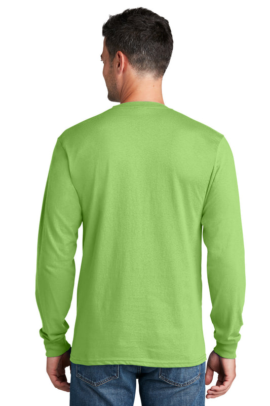 Port & Company Long Sleeve Core Cotton Tee. PC54LS Lime