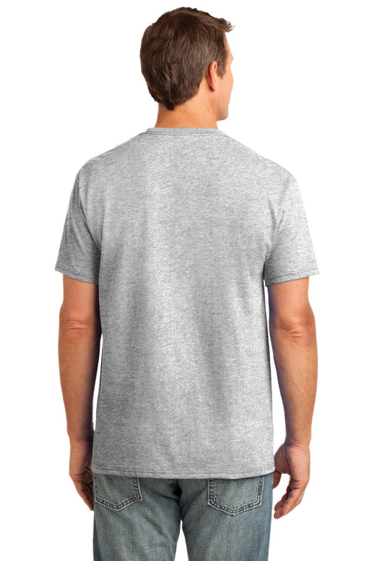 Port & Company Core Cotton Pocket Tee. PC54P Ash