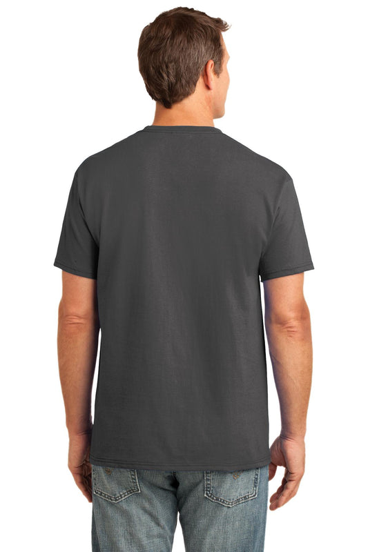 Port & Company Core Cotton Pocket Tee. PC54P Charcoal