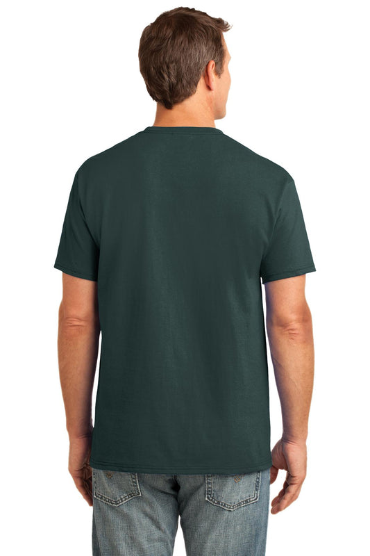 Port & Company Core Cotton Pocket Tee. PC54P Dark Green