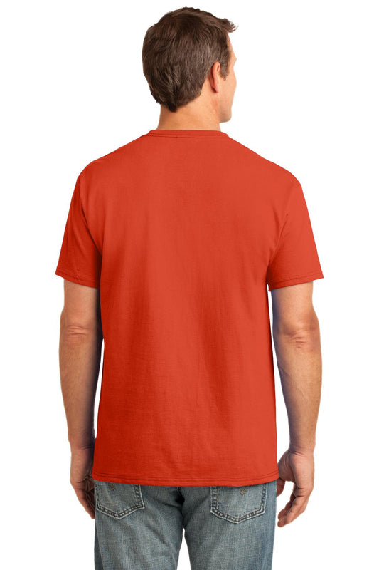 Port & Company Core Cotton Pocket Tee. PC54P Orange