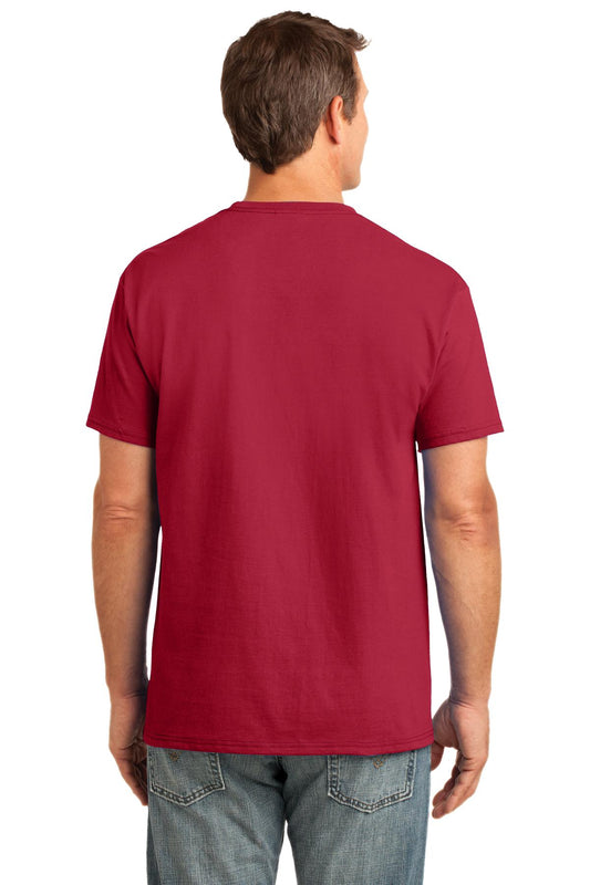 Port & Company Core Cotton Pocket Tee. PC54P Red