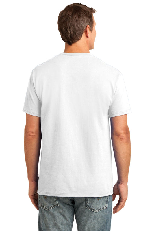 Port & Company Core Cotton Pocket Tee. PC54P White