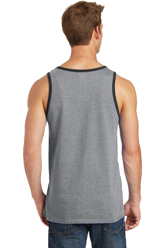 Port & Company Core Cotton Tank Top. PC54TT Athletic Heather/ Jet Black