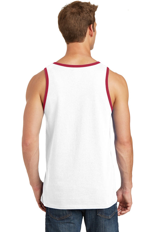 Port & Company Core Cotton Tank Top. PC54TT White/ Red