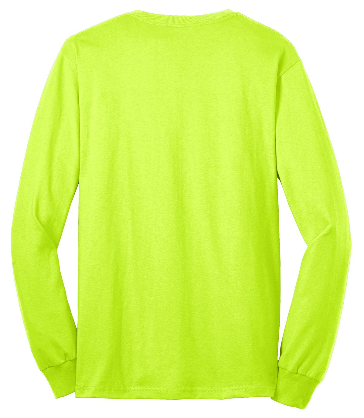 Port & Company Long Sleeve Core Blend Tee. PC55LS Safety Green