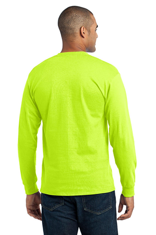 Port & Company Long Sleeve Core Blend Tee. PC55LS Safety Green