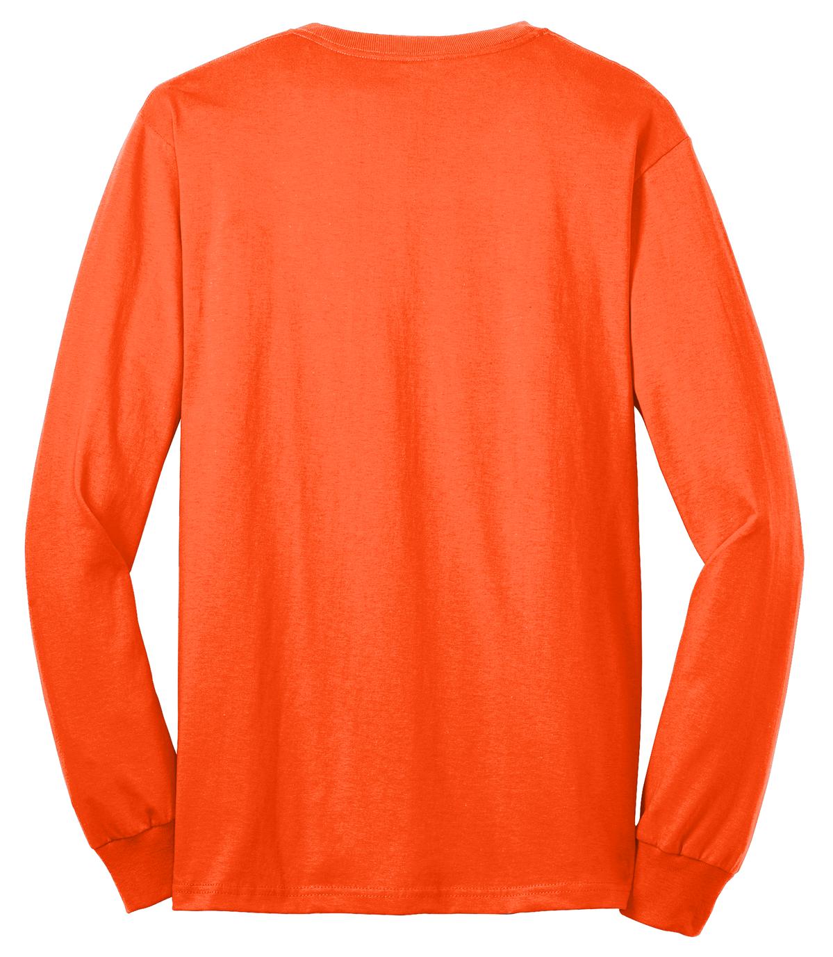 Port & Company Long Sleeve Core Blend Tee. PC55LS Safety Orange