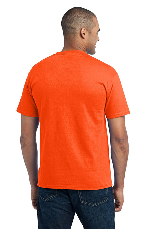Port & Company Core Blend Pocket Tee. PC55P Safety Orange