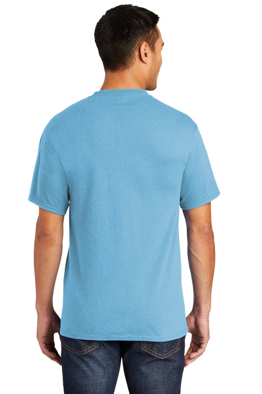 Port & Company Core Blend Pocket Tee. PC55P Aquatic Blue