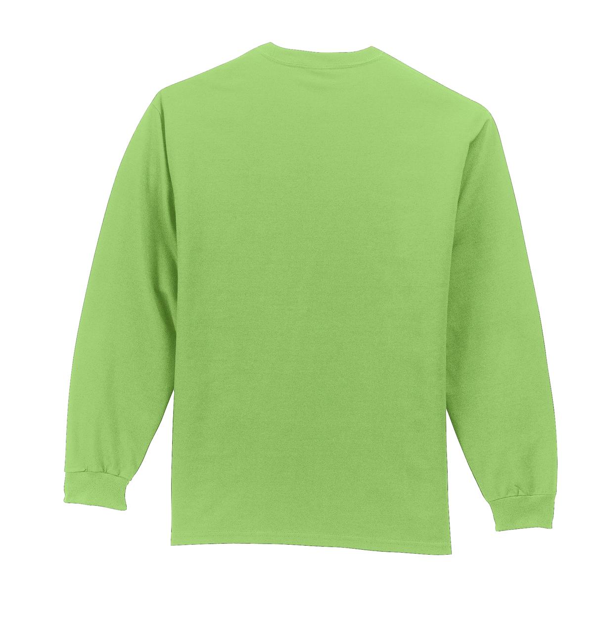 Port & Company Long Sleeve Essential Pocket Tee. PC61LSP Lime