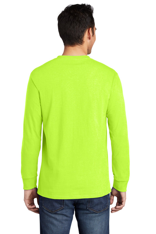 Port & Company Long Sleeve Essential Pocket Tee. PC61LSP S. Green