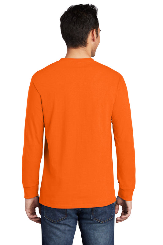 Port & Company Long Sleeve Essential Pocket Tee. PC61LSP S. Orange