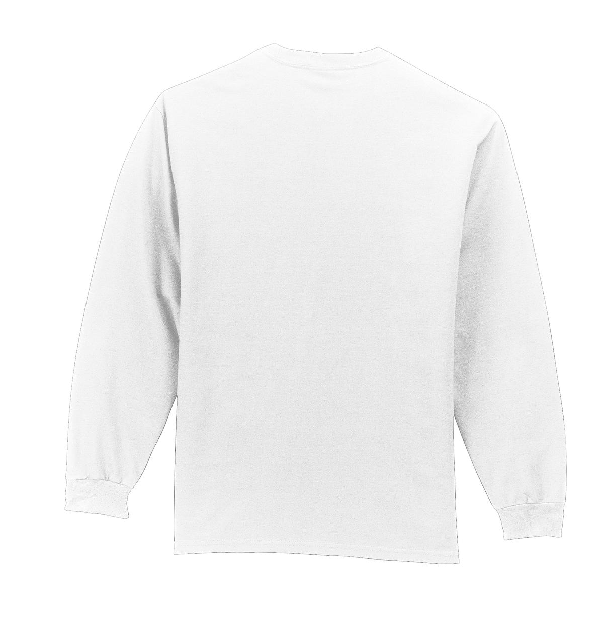 Port & Company Long Sleeve Essential Pocket Tee. PC61LSP White