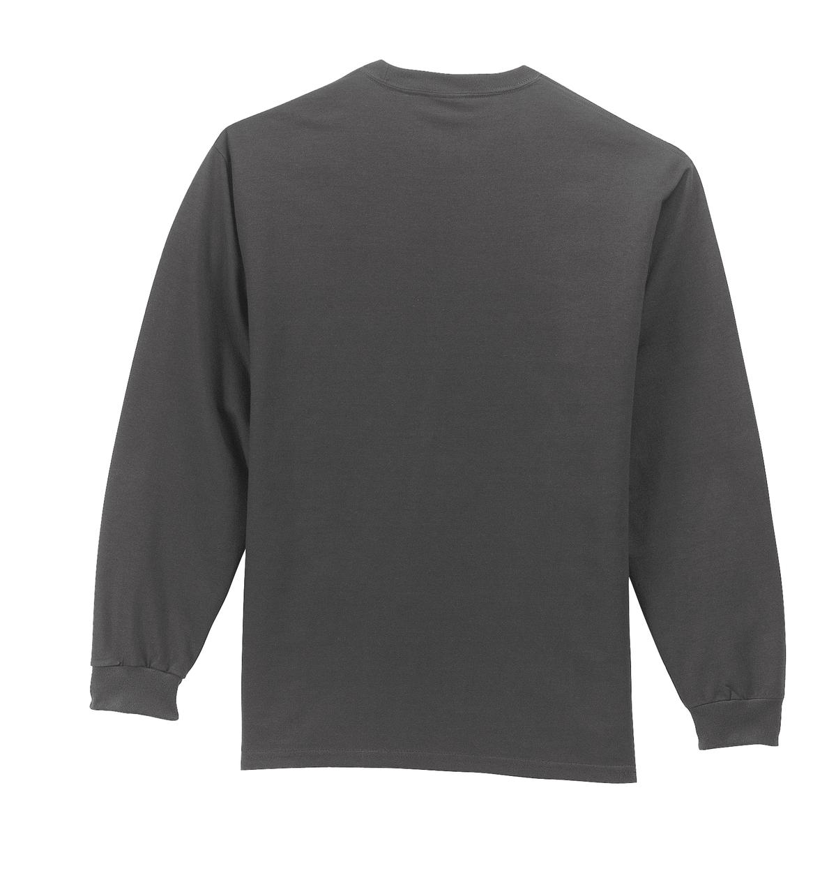 Port & Company Tall Long Sleeve Essential Pocket Tee. PC61LSPT Charcoal Tall