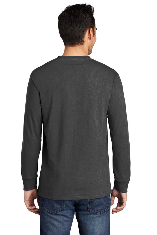 Port & Company Long Sleeve Essential Pocket Tee. PC61LSP Charcoal