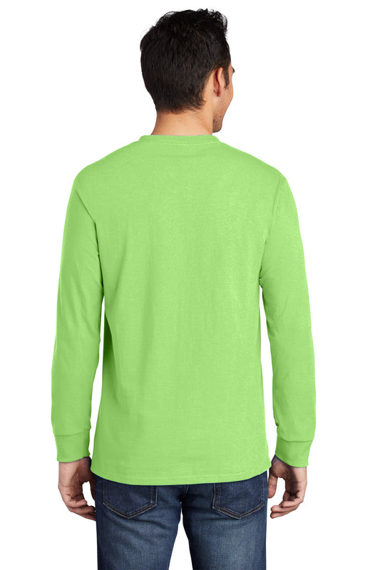 Port & Company Long Sleeve Essential Pocket Tee. PC61LSP Lime