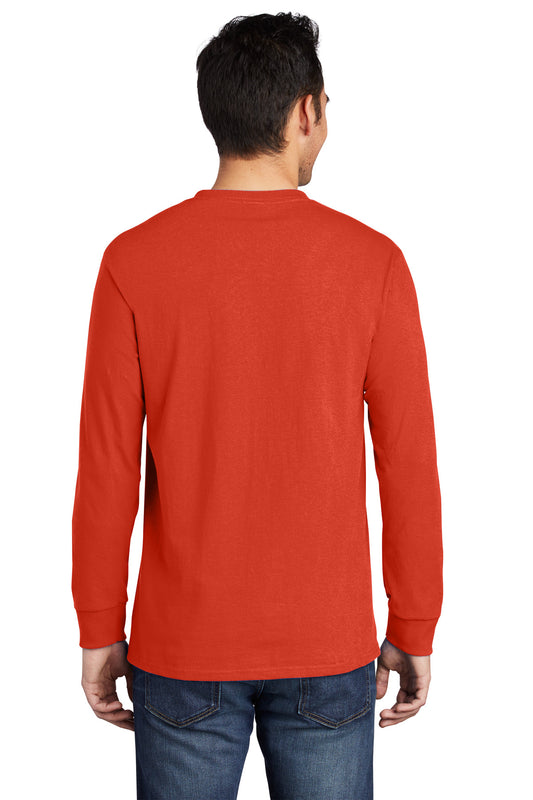 Port & Company Long Sleeve Essential Pocket Tee. PC61LSP Orange