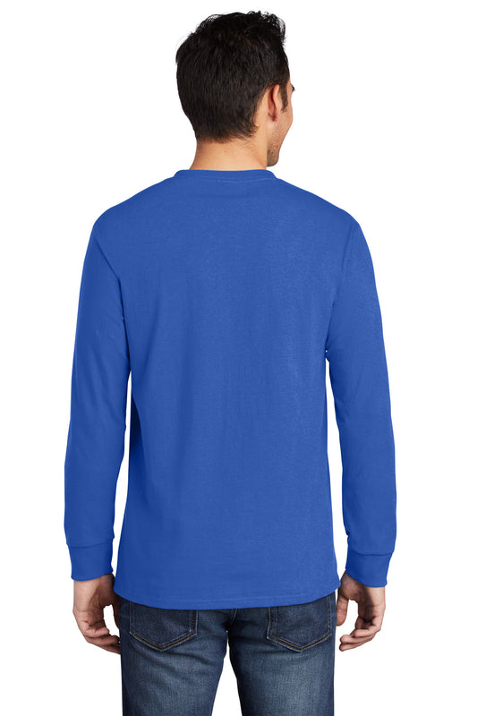 Port & Company Long Sleeve Essential Pocket Tee. PC61LSP Royal
