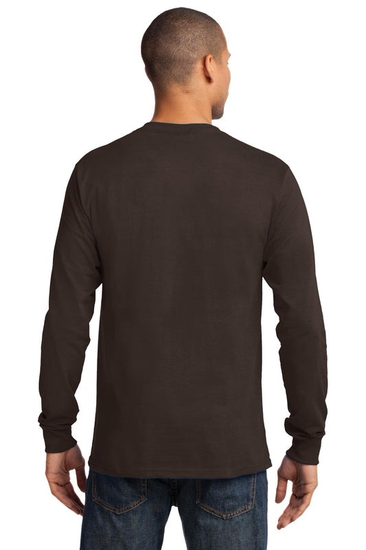 Port & Company Long Sleeve Essential Tee. PC61LS Dark Chocolate Brown
