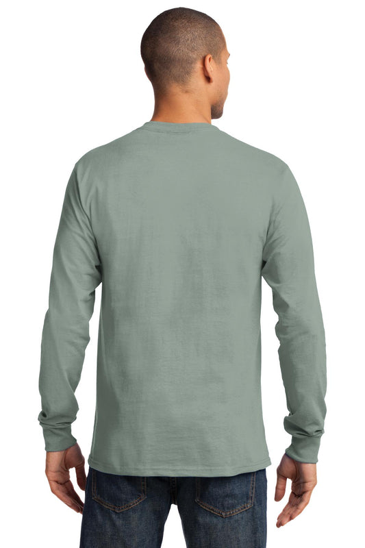 Port & Company Long Sleeve Essential Tee. PC61LS Stonewashed Green