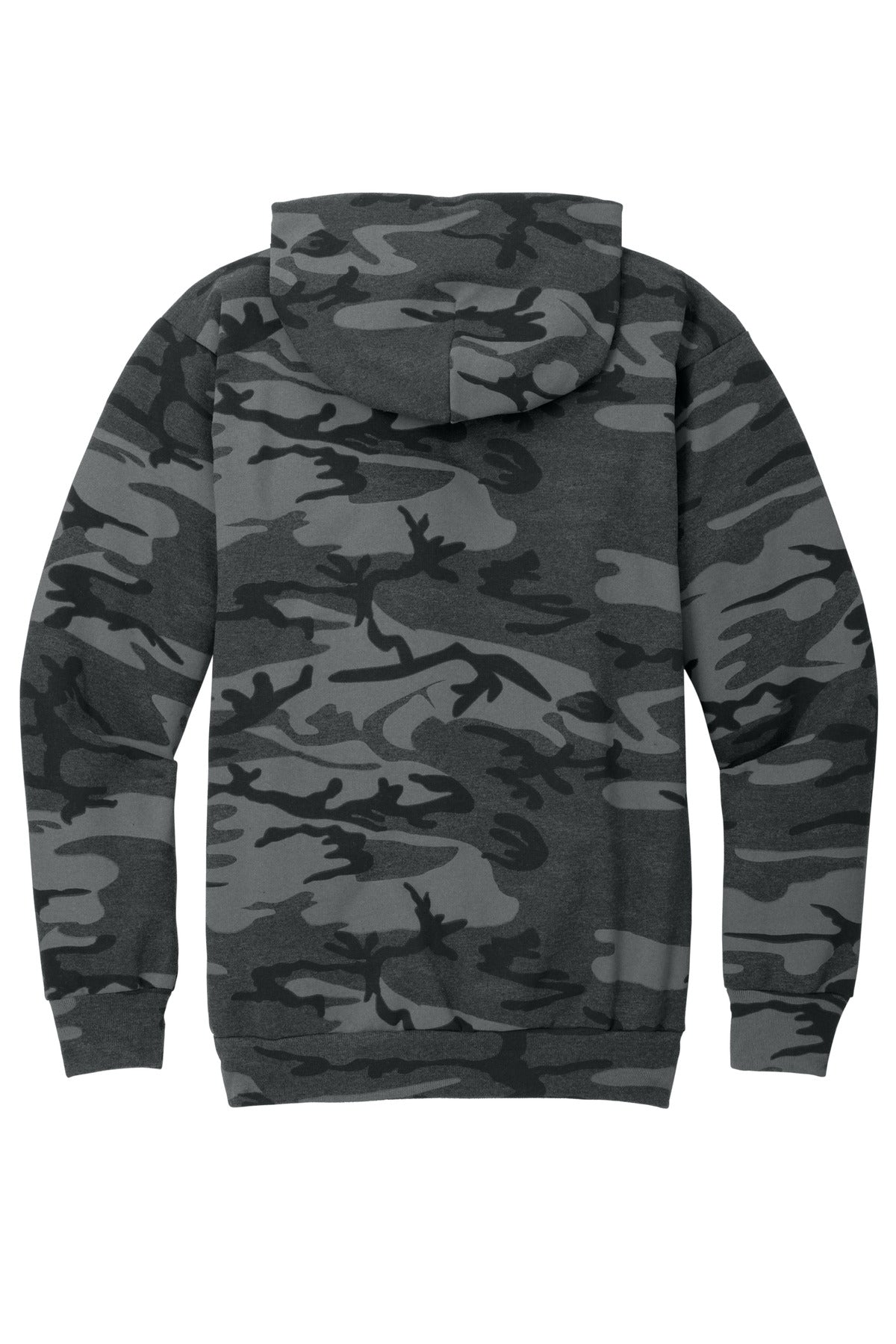 Port & Company Core Fleece Camo Pullover Hooded Sweatshirt. PC78HC Black Heather Camo