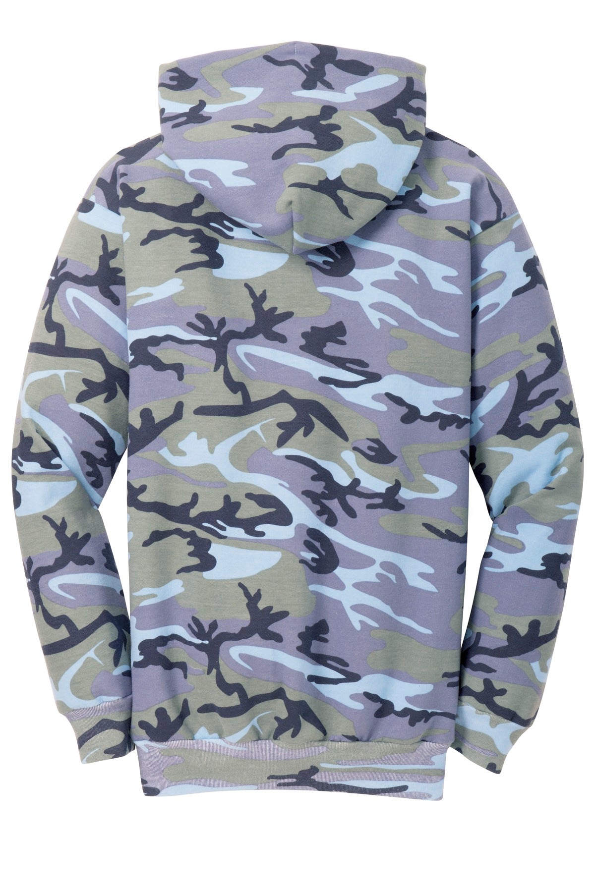 Port & Company Core Fleece Camo Pullover Hooded Sweatshirt. PC78HC Woodland Blue Camo
