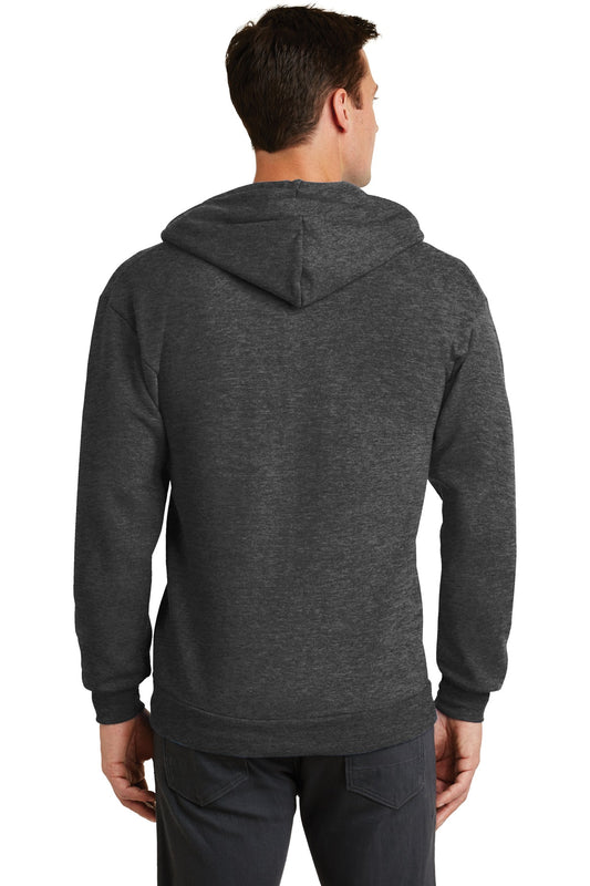 Port & Company Core Fleece Full-Zip Hooded Sweatshirt. PC78ZH Dark Heather Grey