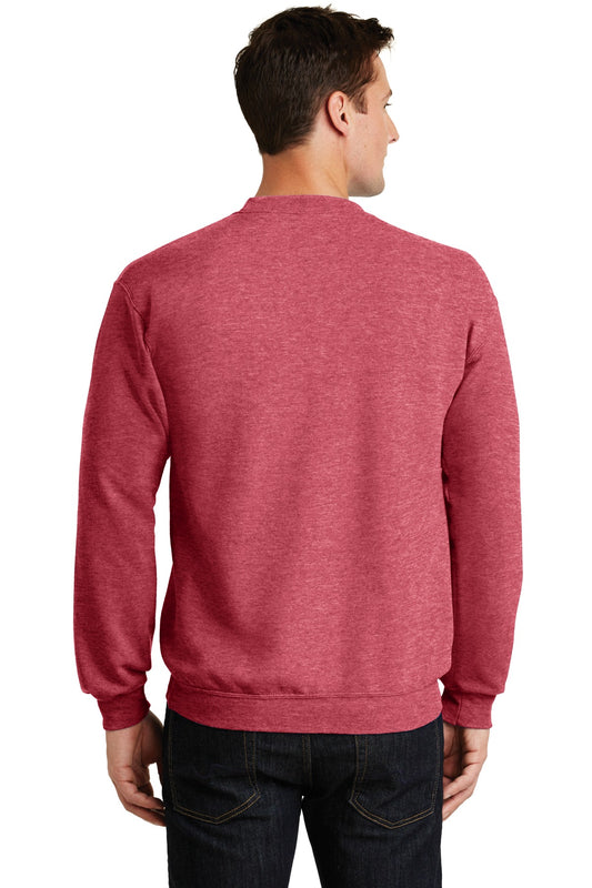 Port & Company Core Fleece Crewneck Sweatshirt. PC78 Heather Red