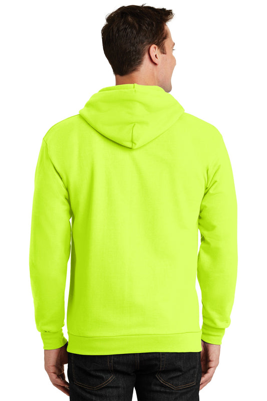 Port & Company Essential Fleece Full-Zip Hooded Sweatshirt. PC90ZH Safety Green