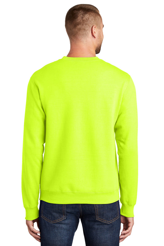 Port & Company Essential Fleece Crewneck Sweatshirt. PC90 Safety Green