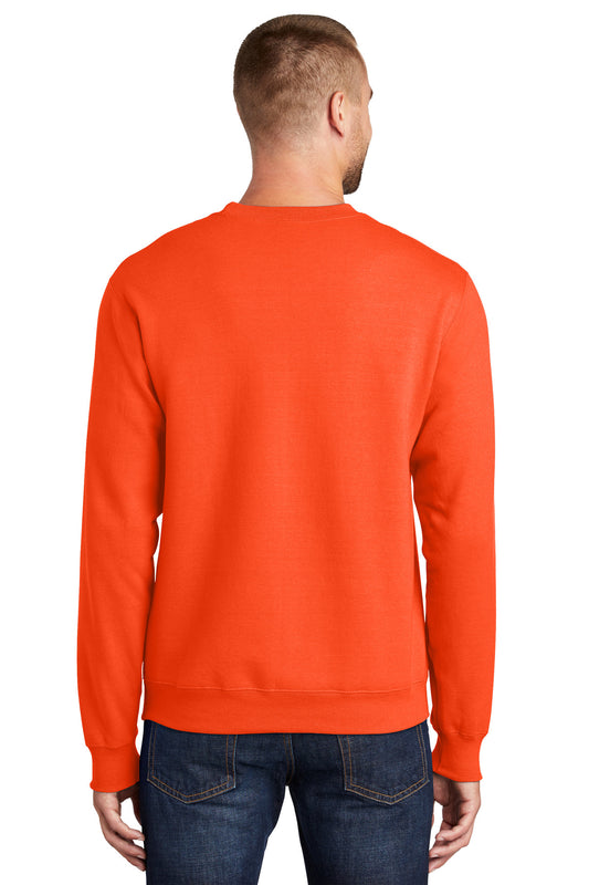 Port & Company Essential Fleece Crewneck Sweatshirt. PC90 Safety Orange