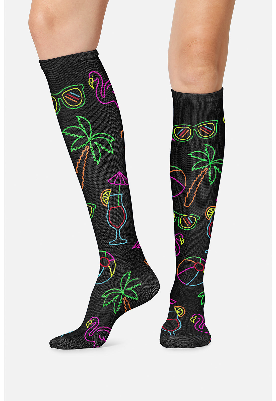 Legwear PRINTSUPPOR Women's 10-15mmHg Compression Socks Beachy Vibes