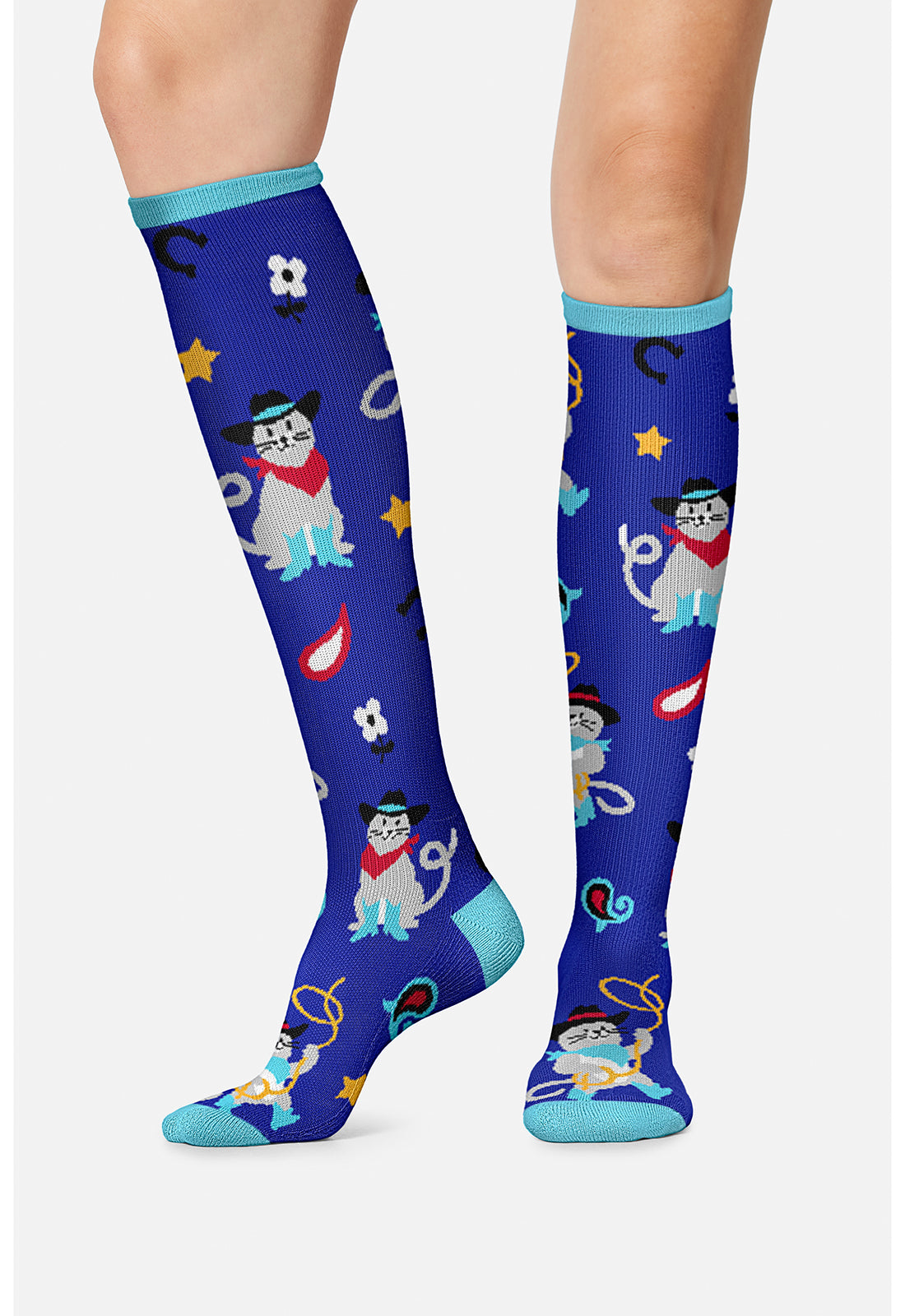 Legwear PRINTSUPPOR Women's 10-15mmHg Compression Socks Cowboy Cats