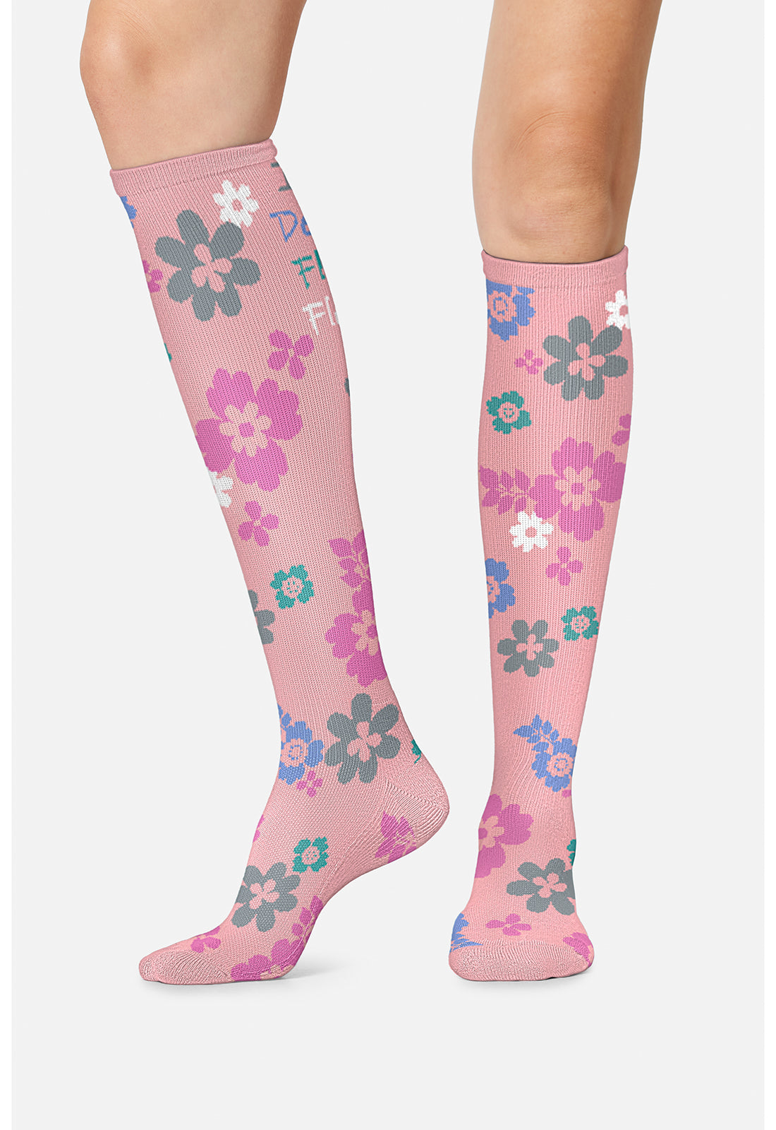 Legwear PRINTSUPPOR Women's 10-15mmHg Compression Socks Delicate Flower