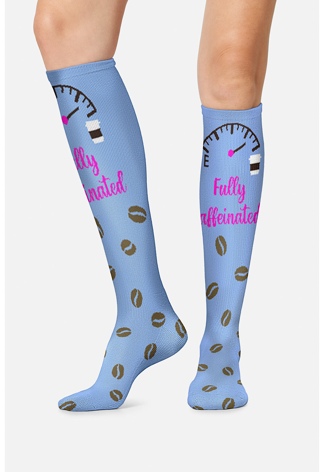 Legwear PRINTSUPPOR Women's 10-15mmHg Compression Socks Fully Caffeinated