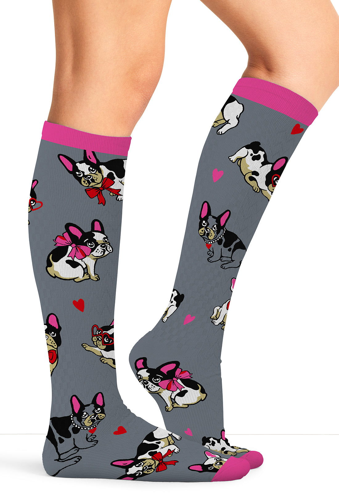 Legwear PRINTSUPPOR Women's 10-15mmHg Compression Socks Frenchie Kiss