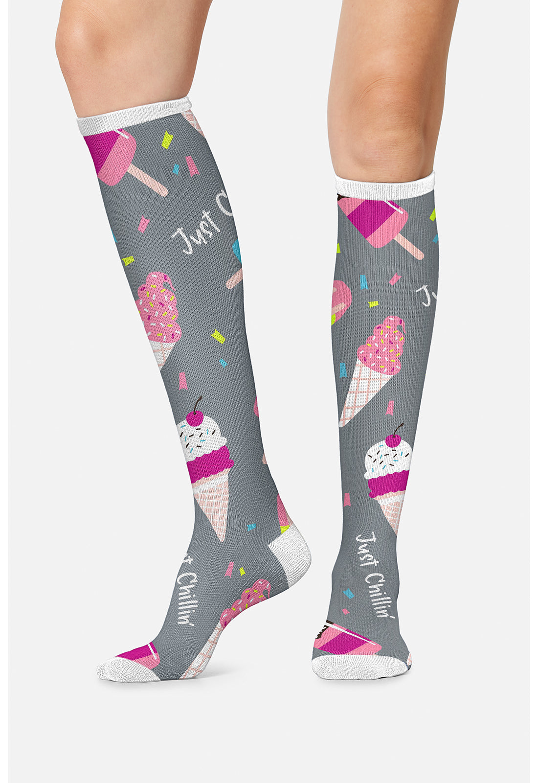 Legwear PRINTSUPPOR Women's 10-15mmHg Compression Socks Just Chillin'